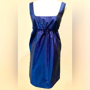 M/L dress blue holiday Christmas party cocktail babydoll satin taffeta mini